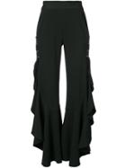 Jonathan Simkhai Flared Ruffle Trousers - Black