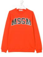 Msgm Kids Teen Logo Print Sweatshirt - Yellow & Orange