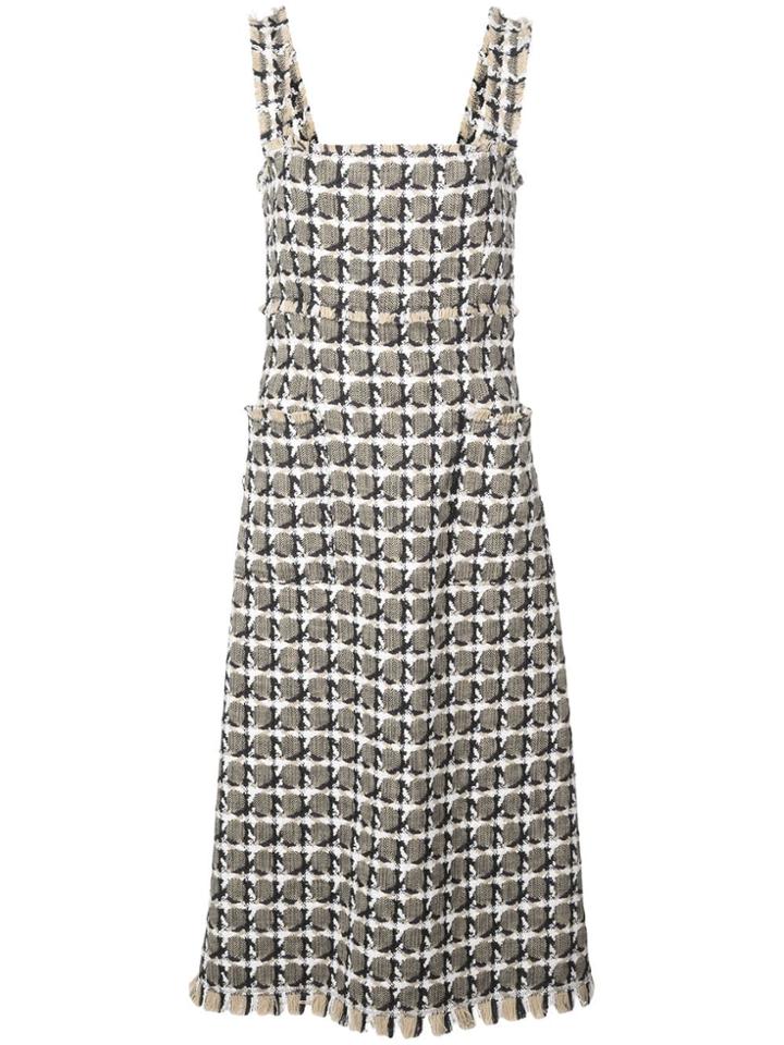 Oscar De La Renta Embroidered Flared Dress - Brown