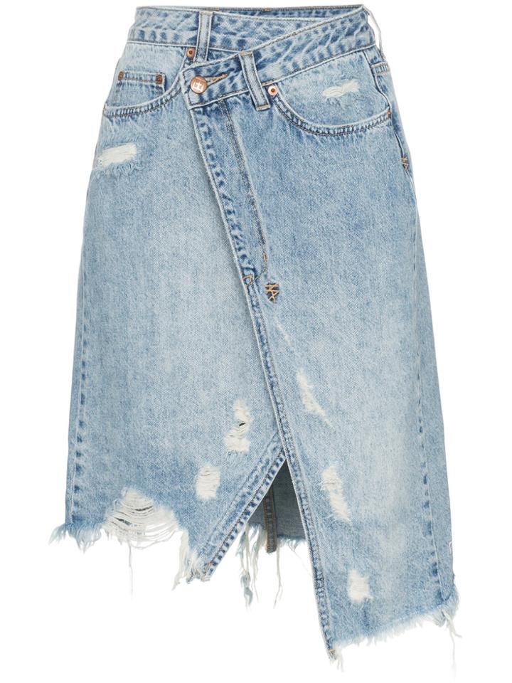 Ksubi Asymmetric Distressed Skirt - Blue