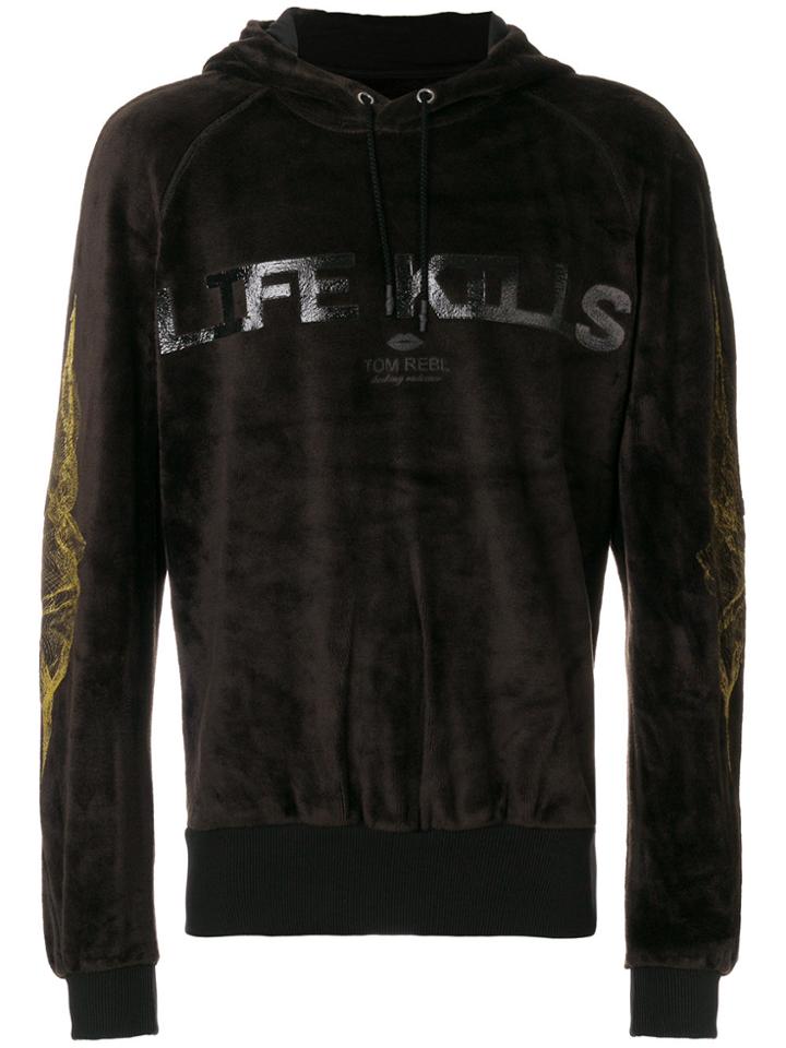 Tom Rebl Velvety Effect Hoodie - Black