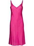 Lee Mathews Molly V-neck Bias Slip Dress - Pink & Purple