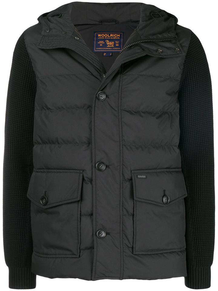 Woolrich Knitted Sleeve Padded Coat - Black