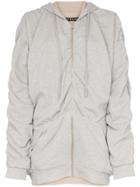 Y / Project Reversible Gathered Detailing Hooded Jumper - Grey