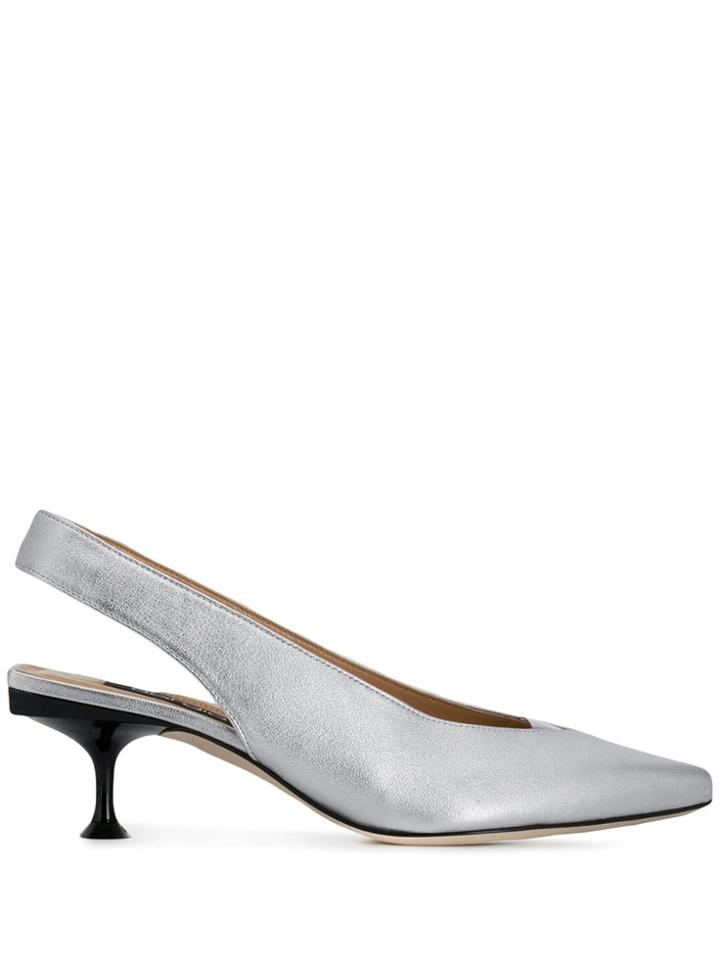 Sergio Rossi Milano Slingbacks - Silver
