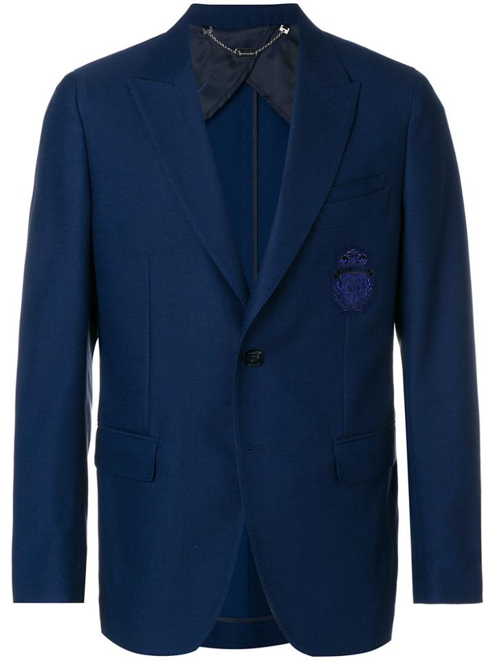 Billionaire Logo Embroidered Blazer - Blue