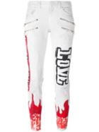 Faith Connexion 'flame' Print Skinny Jeans, Women's, Size: 27, White, Cotton/spandex/elastane