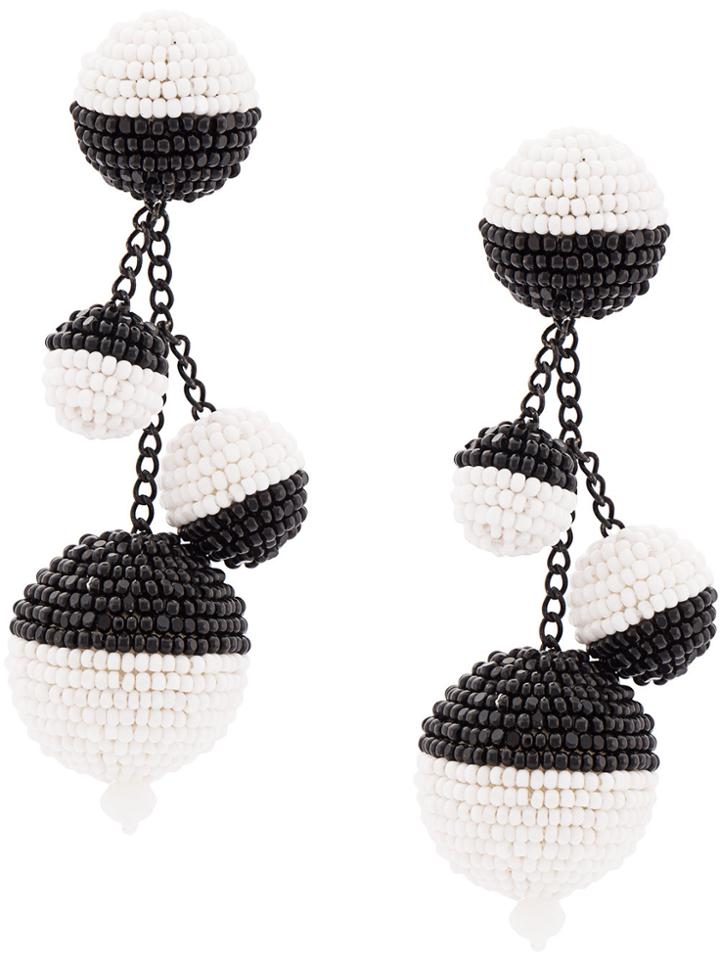 Oscar De La Renta Triple Beaded Ball Earrings - White
