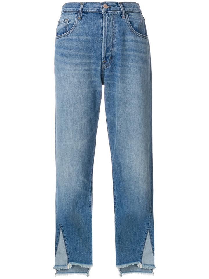 J Brand Cropped Stepped Hem Jeans - Blue