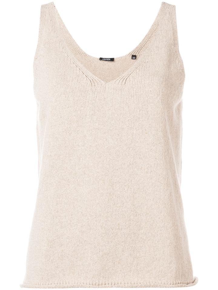 Aspesi Knitted Tank Top - Neutrals