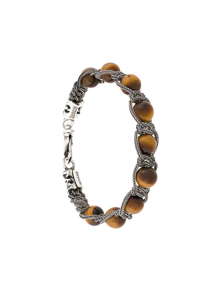 Emanuele Bicocchi Bead And Chain Bracelet - Brown