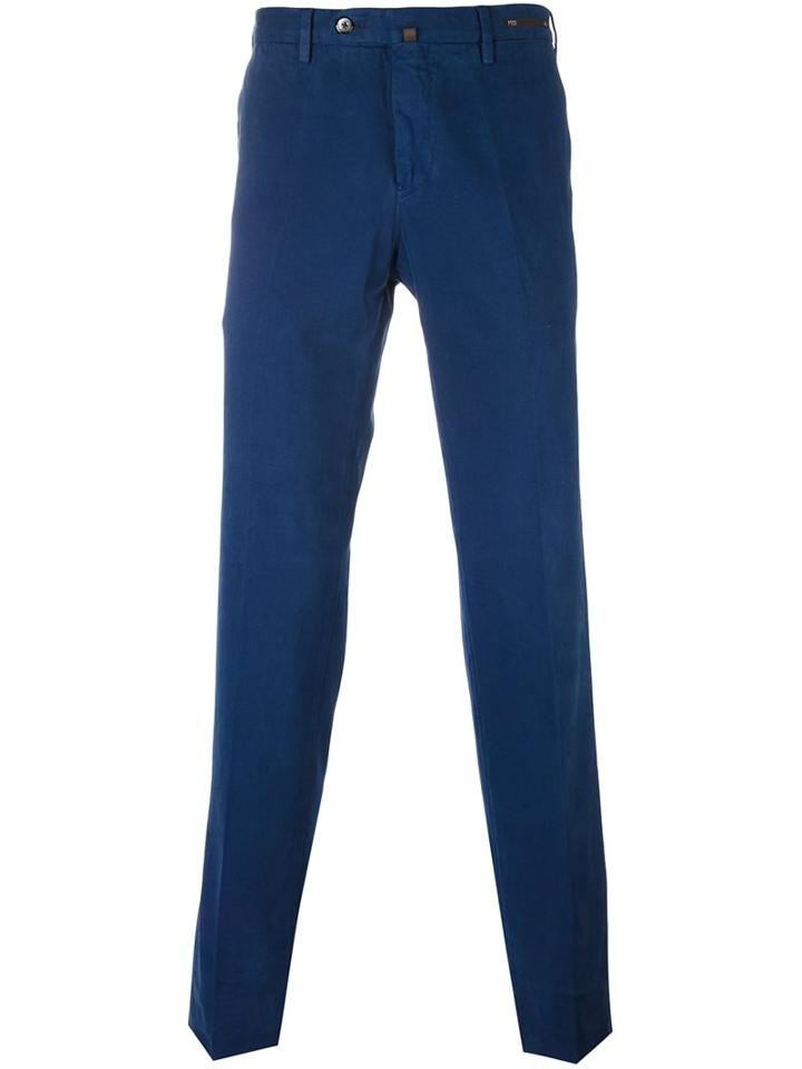 Pt01 Slim-fit Chinos, Men's, Size: 50, Blue, Cotton/spandex/elastane
