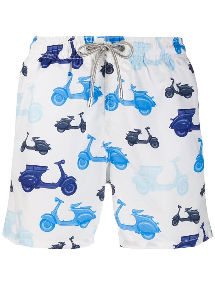 Mc2 Saint Barth Scooter Print Trunks - White