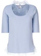 Red Valentino - Lace Trim Knitted Top - Women - Polyamide/virgin Wool - S, Pink/purple, Polyamide/virgin Wool