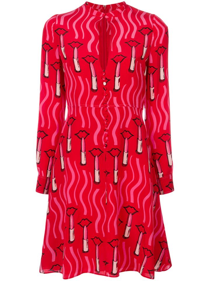 Valentino Lipstick Print Dress - Red
