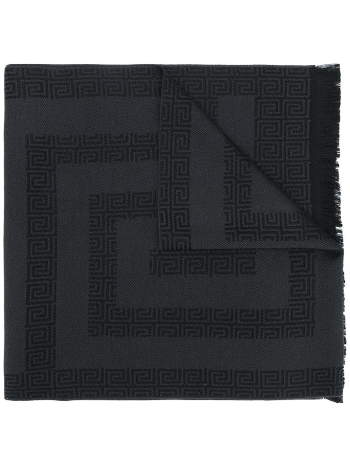 Versace Embroidered Scarf - Grey