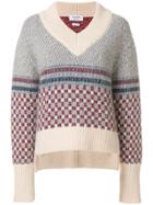 Thom Browne Crab Toy Icon Tweed V-neck Pullover - Nude & Neutrals