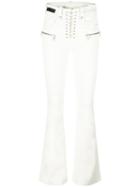 Unravel Project Flared Leather Trousers, Women's, Size: 26, White, Lamb Skin/polyester/polyurethane
