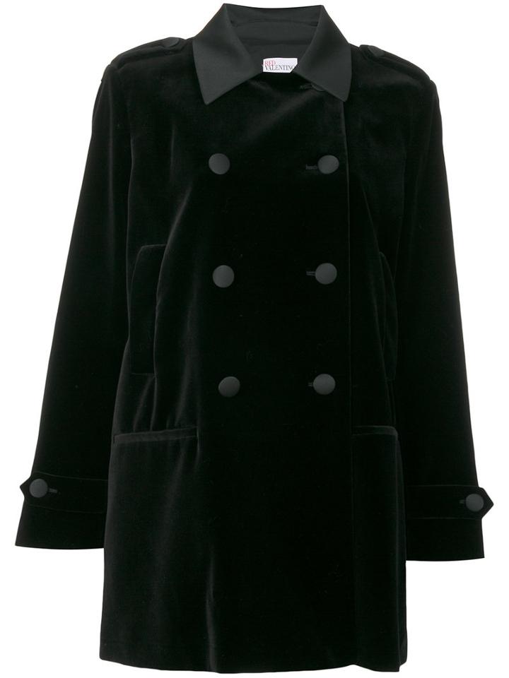 Red Valentino - Classic Peacoat - Women - Cotton/polyester/spandex/elastane/acetate - 46, Black, Cotton/polyester/spandex/elastane/acetate