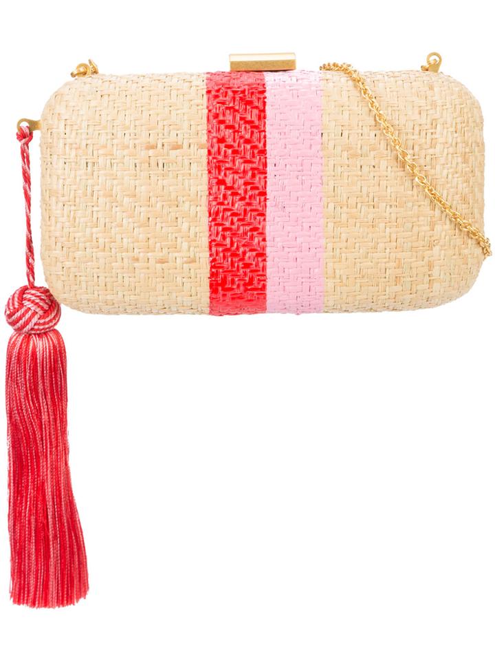 Kayu Tassel Detail Woven Clutch Bag - Nude & Neutrals