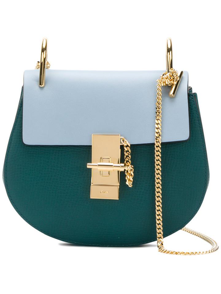 Chloé - Contrast Faye Satchel - Women - Calf Leather/calf Suede - One Size, Green, Calf Leather/calf Suede