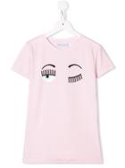 Chiara Ferragni Kids Winking Eye Print T-shirt - Pink