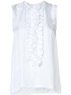 Lareida Front Ruffle Top, Women's, Size: 36, White, Silk