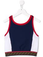 Fendi Kids Colour Block Cropped Top - Blue