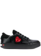 Love Moschino Embellished Heart Low Top Sneakers - Black