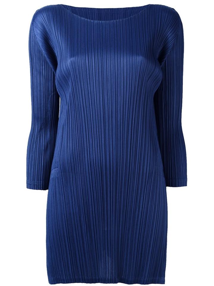 Pleats Please By Issey Miyake Pleated Long Fit Blouse, Women's, Size: 5, Blue, Polyester