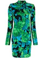 Richard Quinn Watercolour Print Mini Dress - Green