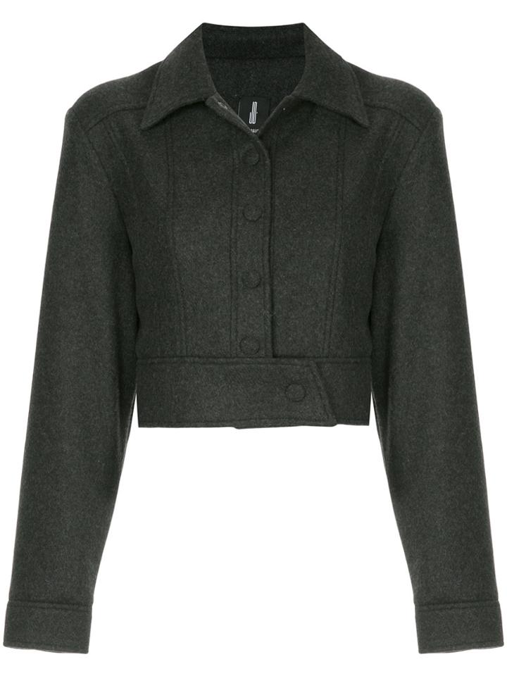 Julia Davidian Lapel Collar Cropped Jacket - Grey