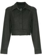 Julia Davidian Lapel Collar Cropped Jacket - Grey