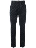 Marc Jacobs Checker Print Flood Stovepipe Jeans, Women's, Size: 28/30, Black, Cotton