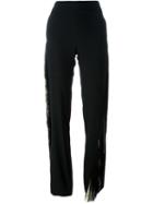 Christopher Kane Fringed Straight Trousers, Women's, Size: 8, Black, Silk/spandex/elastane/acetate/viscose