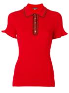 Alexa Chung Frill Polo Shirt - Red