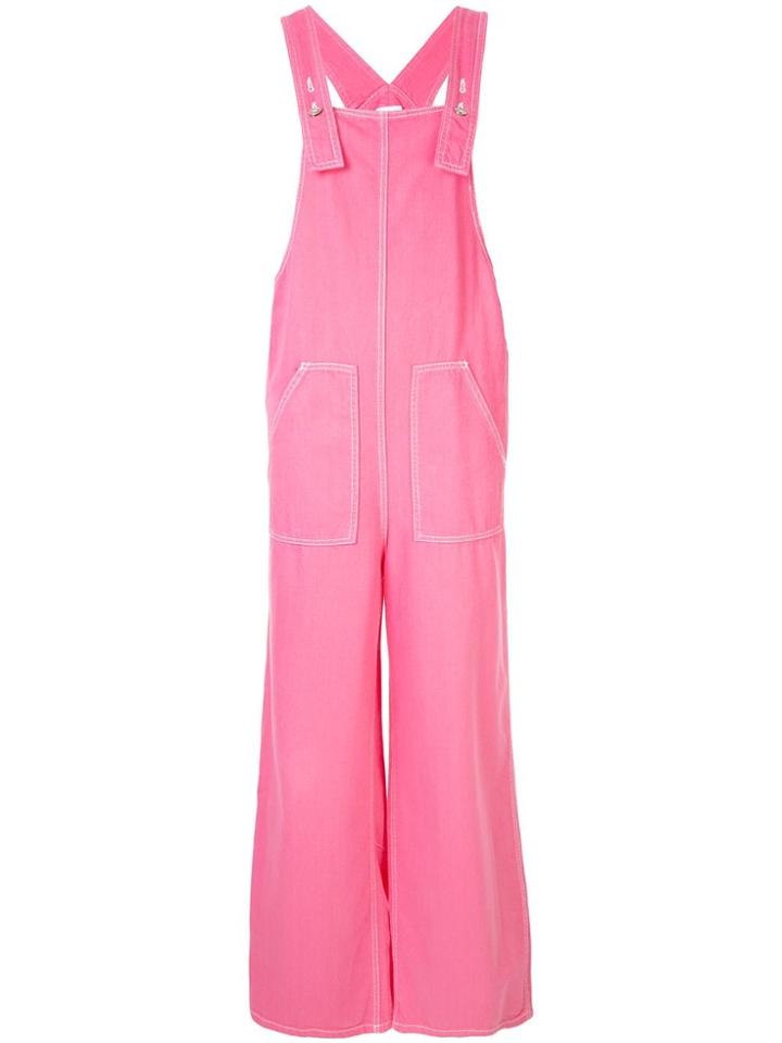 Sjyp Wide Leg Denim Overall - Pink