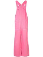 Sjyp Wide Leg Denim Overall - Pink