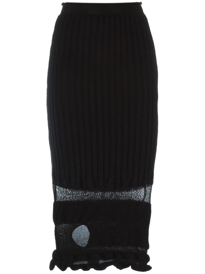Helen Lawrence Ribbed Ruched Hole Detail Skirt, Women's, Size: Medium, Black, Nylon/spandex/elastane/lambs Wool