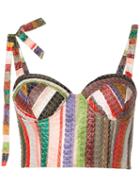 Rosie Assoulin 'melted Rainbow' Cropped Blouse, Women's, Size: 2, Silk/polyester