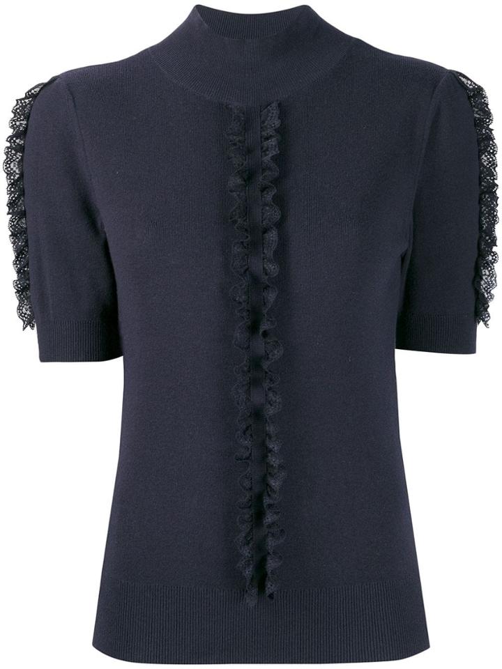 See By Chloé Lace Frill Knitted Top - Blue