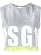 Msgm Logo Print Tank Top, Women's, Size: Medium, Grey, Cotton