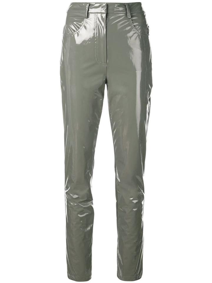 Tibi Patent Skinny Fit Trousers - Green