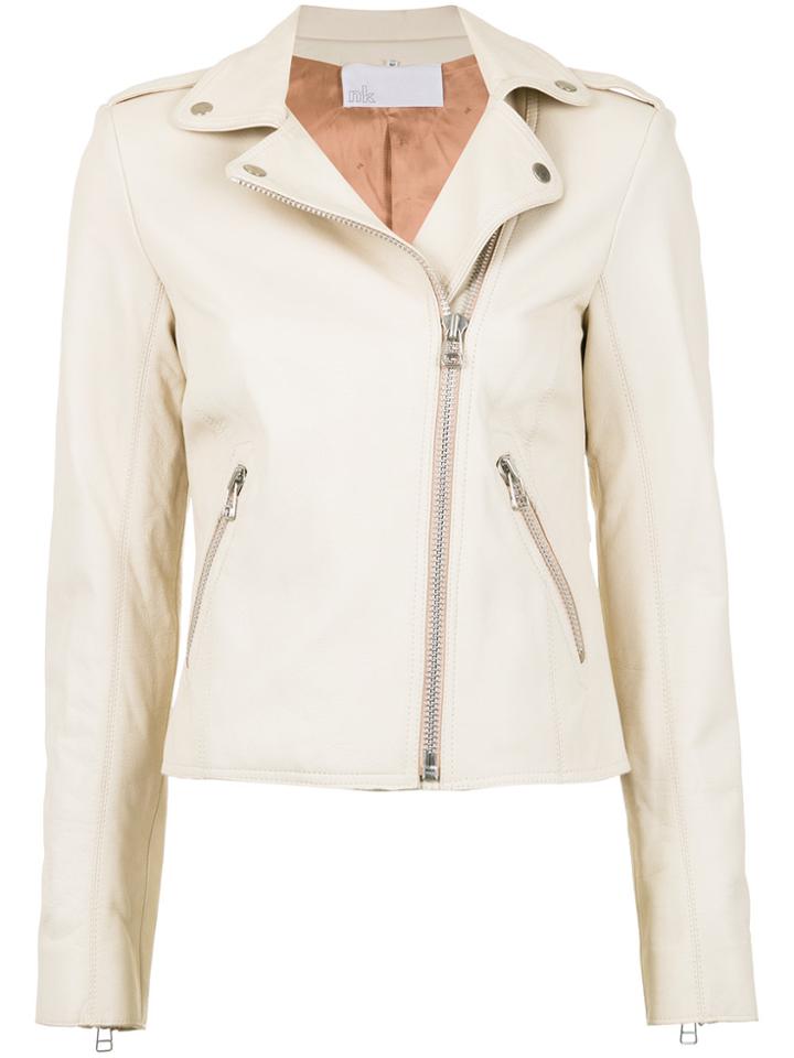 Nk Leather Biker Jacket - White