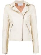 Nk Leather Biker Jacket - White