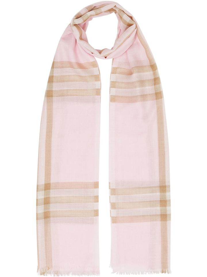 Burberry Lightweight Check Wool Silk Scarf - Pink