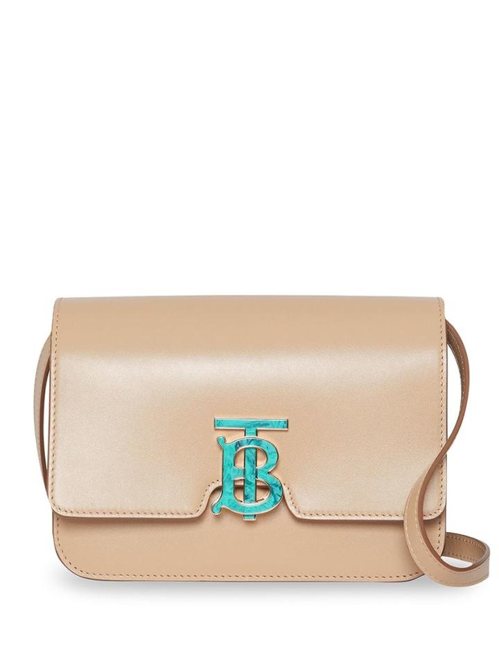 Burberry Small Leather Tb Bag - Neutrals