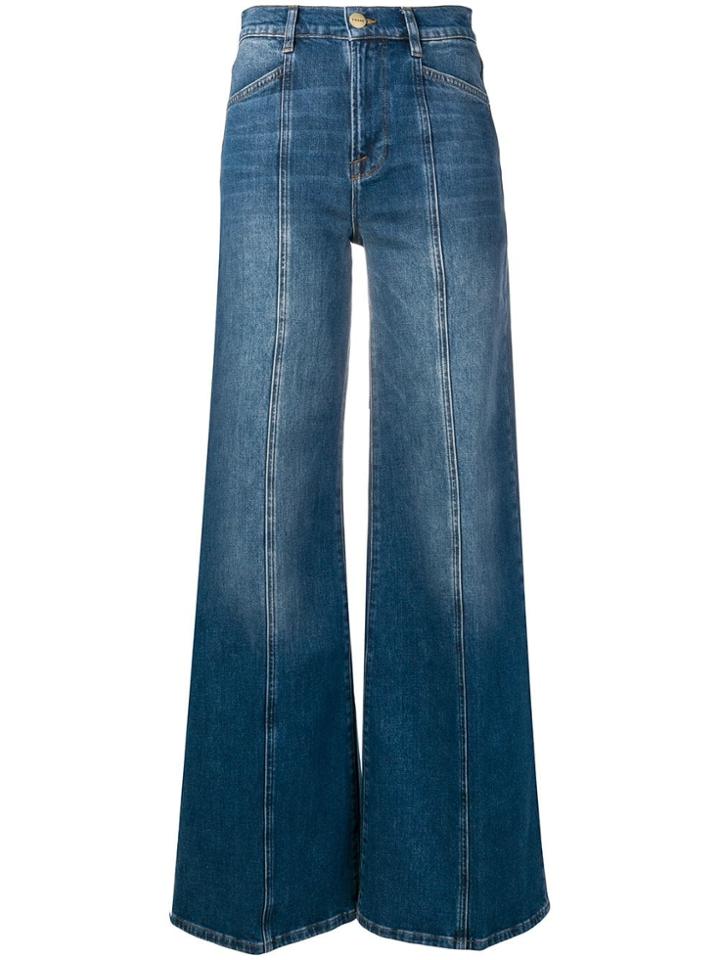 Frame Palazzo Felt Edge Jeans - Blue