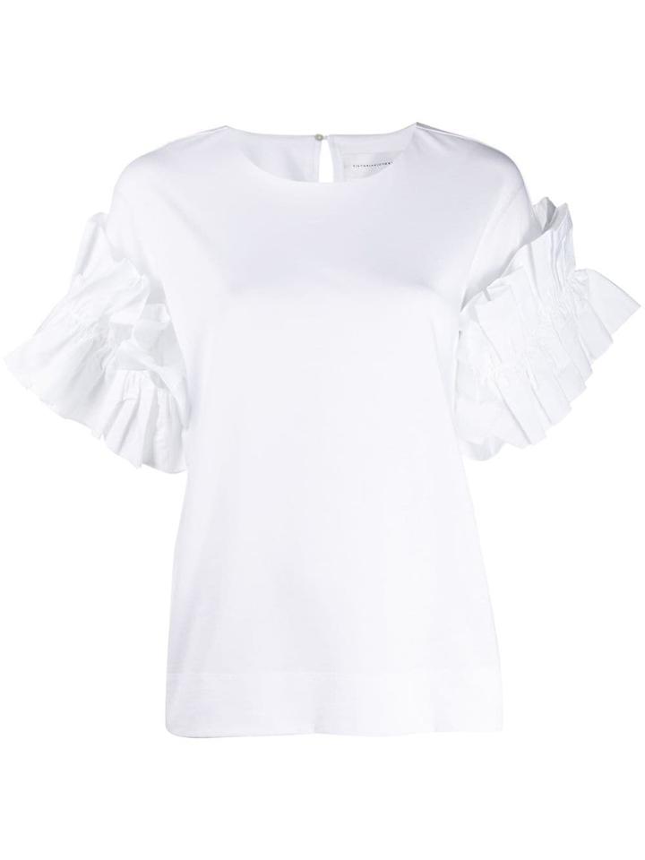 Victoria Victoria Beckham Frill Sleeved T-shirt - White