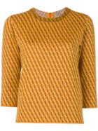 Outsource Images - Intarsia Knit Jumper - Women - Silk/wool - 44, Yellow/orange, Silk/wool